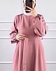 Kuşaklı Double Kumaş Elbise - Pudra