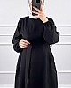 Kuşaklı Double Kumaş Elbise - Siyah