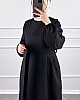 Kuşaklı Double Kumaş Elbise - Siyah