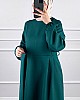 Kuşaklı Double Kumaş Elbise - Zümrüt Yeşili