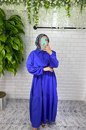 Lara Kumaş Elbise - Mavi