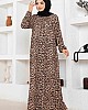 Leopar Desen Ferace Elbise