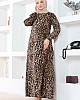 Leopar Desenli Viskon Elbise