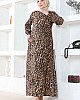 Leopar Desenli Viskon Elbise