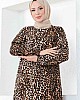 Leopar Desenli Viskon Elbise