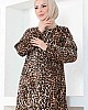 Leopar Desenli Viskon Elbise