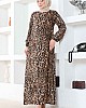 Leopar Desenli Viskon Elbise