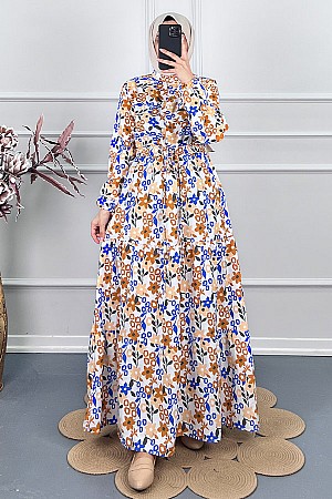 Manolya Tesettür Elbise - Kahverengi