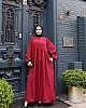 Medine İpeği Tesettür Elbise - Bordo