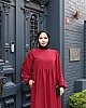 Medine İpeği Tesettür Elbise - Bordo