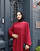 Medine İpeği Tesettür Elbise - Bordo