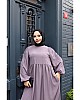 Medine İpeği Tesettür Elbise - Gül Kurusu