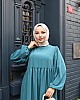 Medine İpeği Tesettür Elbise - Mavi