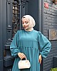 Medine İpeği Tesettür Elbise - Mavi