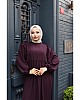 Medine İpeği Tesettür Elbise - Mürdüm