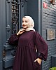 Medine İpeği Tesettür Elbise - Mürdüm