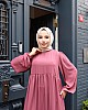 Medine İpeği Tesettür Elbise - Pembe