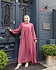 Medine İpeği Tesettür Elbise - Pembe
