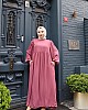 Medine İpeği Tesettür Elbise - Pembe