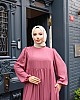 Medine İpeği Tesettür Elbise - Pembe