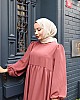 Medine İpeği Tesettür Elbise - Somon