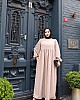Medine İpeği Tesettür Elbise - Vizon