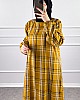 Mevsimlik Ekose Kumaş Elbise - Hardal Sarısı Mevsimlik Ekose Kumaş Elbise - Hardal Sarısı