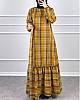 Mevsimlik Ekose Kumaş Elbise - Hardal Sarısı Mevsimlik Ekose Kumaş Elbise - Hardal Sarısı