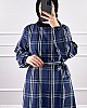 Mevsimlik Ekose Kumaş Elbise - Mavi Mevsimlik Ekose Kumaş Elbise - Mavi