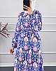 Modern Desen Elbise - Mavi