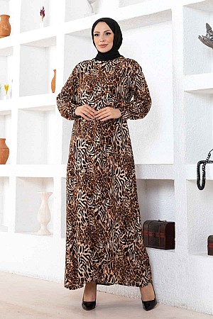 Modern Leo Desenli Elbise