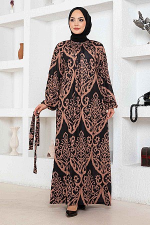 Nilüfer Desen Reglan Elbise - Siyah Nilüfer Desen Reglan Elbise - Siyah