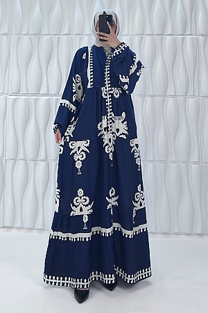 Nilüfer Tesettür Elbise - Mavi