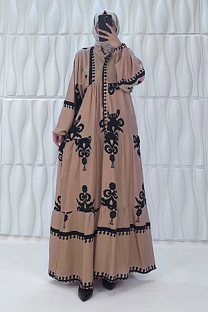 Nilüfer Tesettür Elbise - Vizon Nilüfer Tesettür Elbise - Vizon