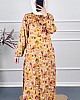Pamuk Viskon Belden Oturtmalı Elbise - Sarı
