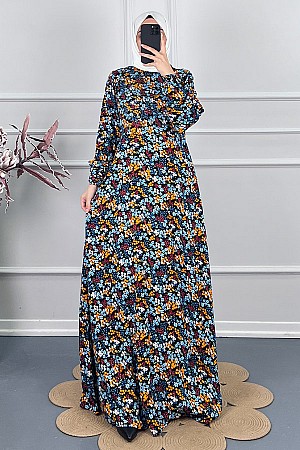 Pamuk Viskon Belden Oturtmalı Elbise - Siyah