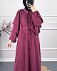 Pelerinli Tesettür Elbise - Bordo Pelerinli Tesettür Elbise - Bordo