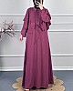 Pelerinli Tesettür Elbise - Bordo Pelerinli Tesettür Elbise - Bordo