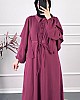 Pelerinli Tesettür Elbise - Bordo Pelerinli Tesettür Elbise - Bordo