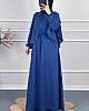 Pelerinli Tesettür Elbise - Mavi