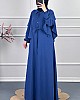Pelerinli Tesettür Elbise - Mavi