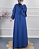 Pelerinli Tesettür Elbise - Mavi