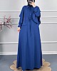 Pelerinli Tesettür Elbise - Mavi