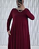Pileli Cepli Elbise - Bordo