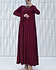 Pileli Cepli Elbise - Bordo