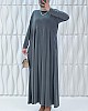 Pileli Cepli Elbise - Gri