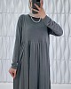 Pileli Cepli Elbise - Gri