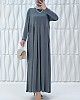 Pileli Cepli Elbise - Gri