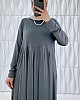Pileli Cepli Elbise - Gri