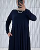 Pileli Cepli Elbise - Lacivert